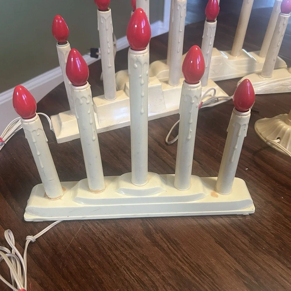 Christmas Candoliers 5-Light Holiday & Single Window Candles Candelabra Lot Of 8